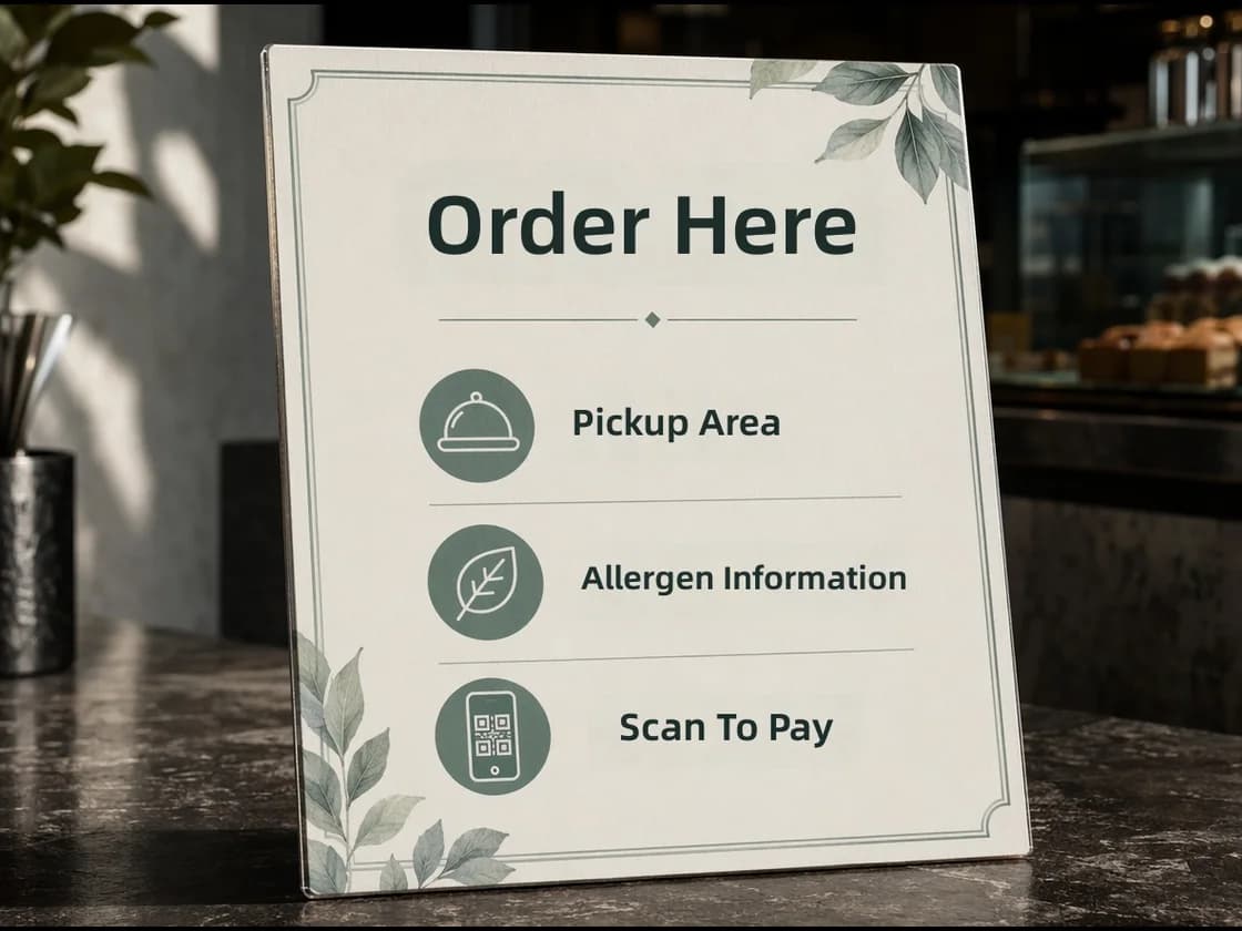 English translated menu signage