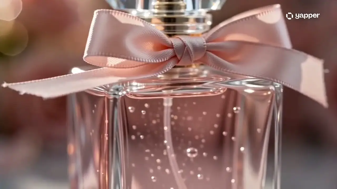 Crystal perfume bottle revealing transparent material and highlights in warm studio light